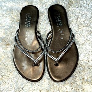 Italian leather rhinestone sandals sz8